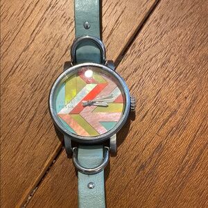 Fossil Colorful Chevron Watch with Teal Strap